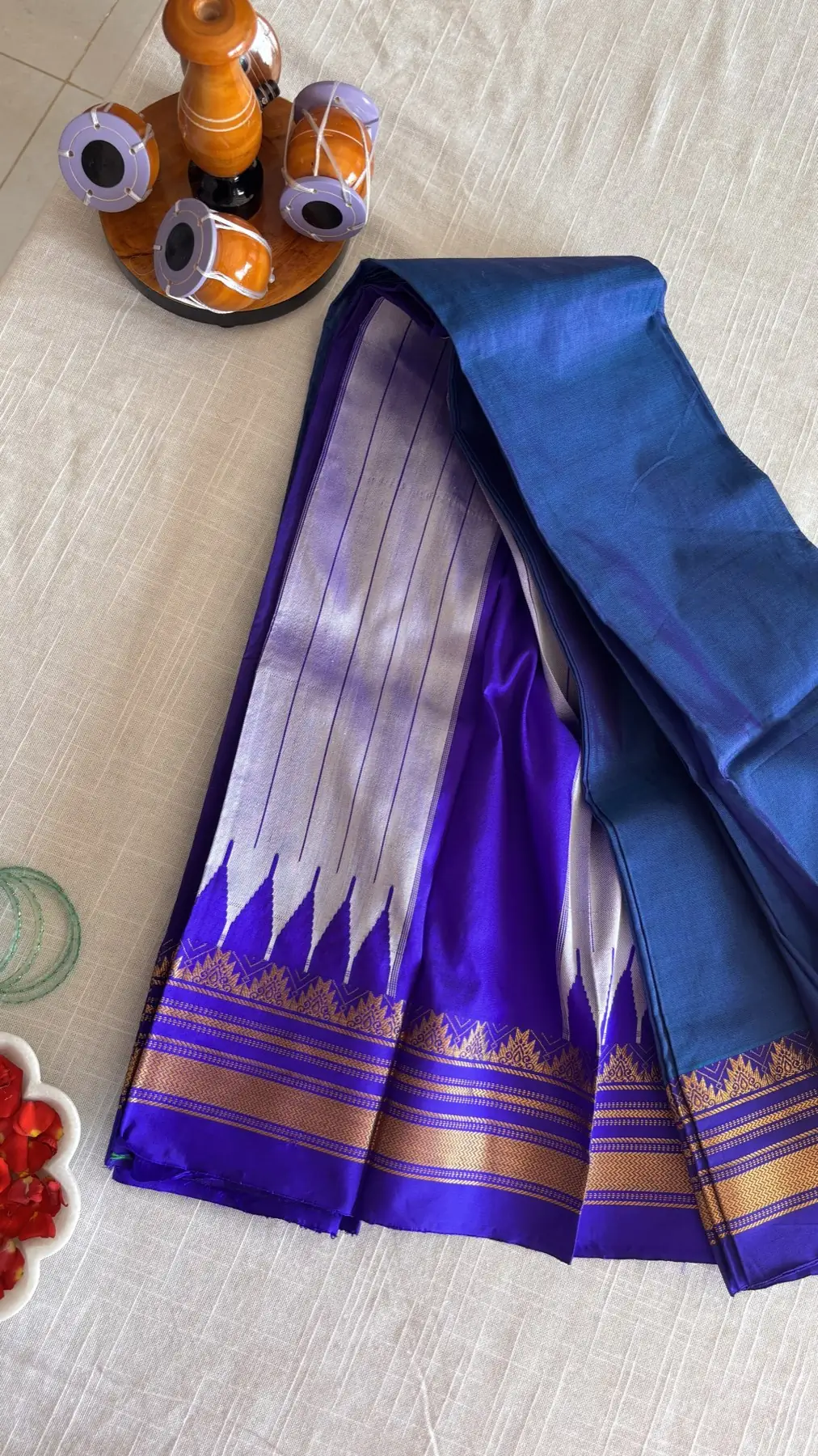 Curated saree portrait in festive palette