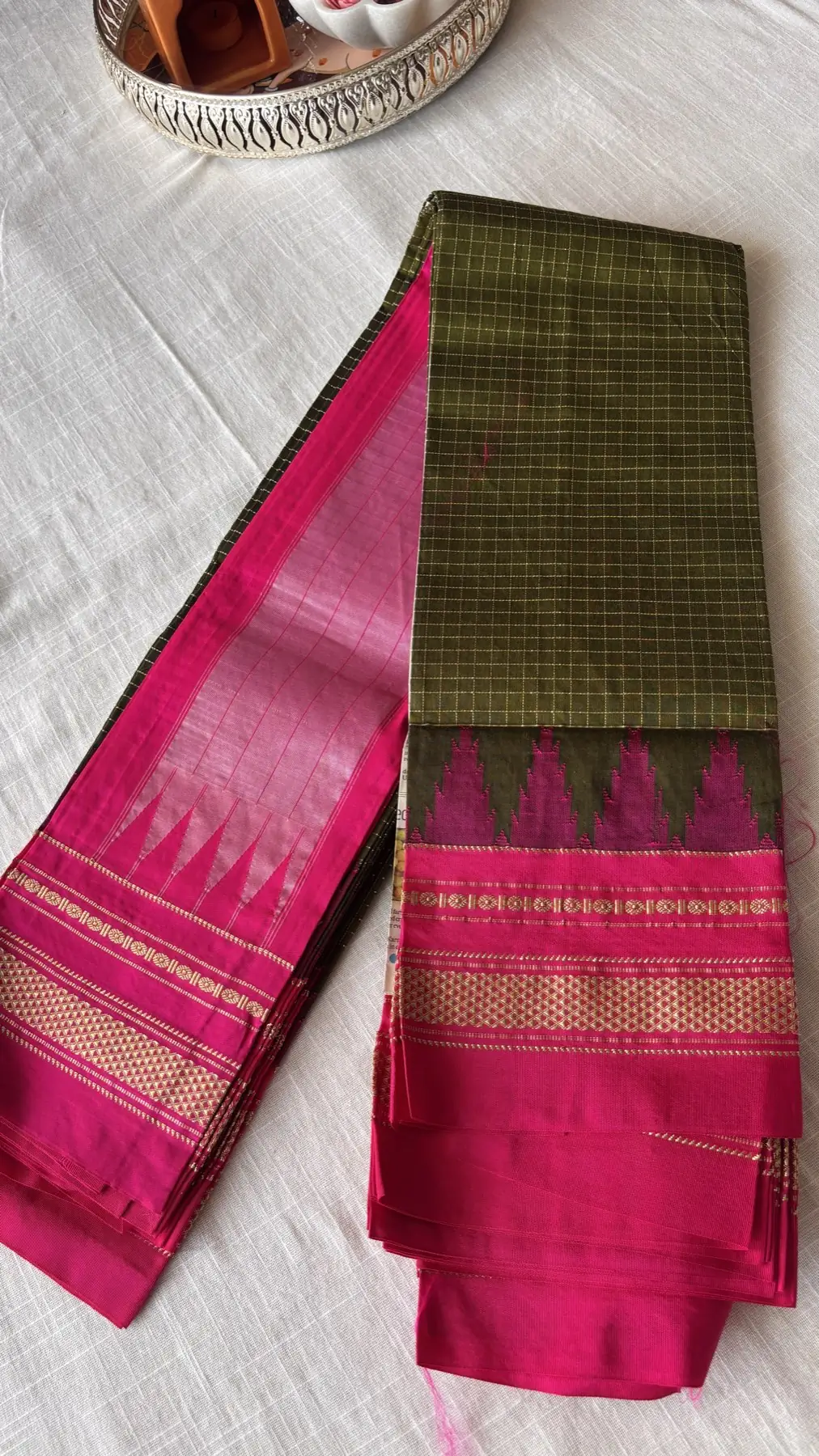 Editorial saree styling with heirloom drape